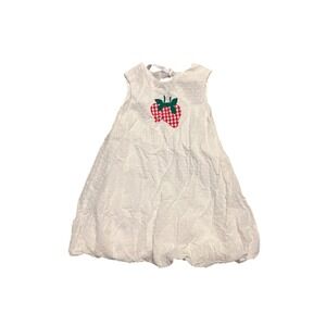 Hannah Kate Girls White Swiss Dot Strawberry Gingham Applique Dress Size 6